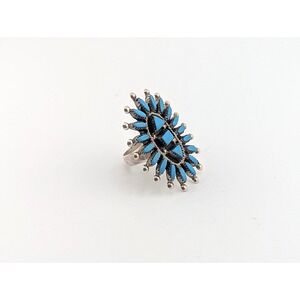 Native American Ring Turquoise Cluster Zuni Pueblo Handmade Jewelry sz 10.25 ***